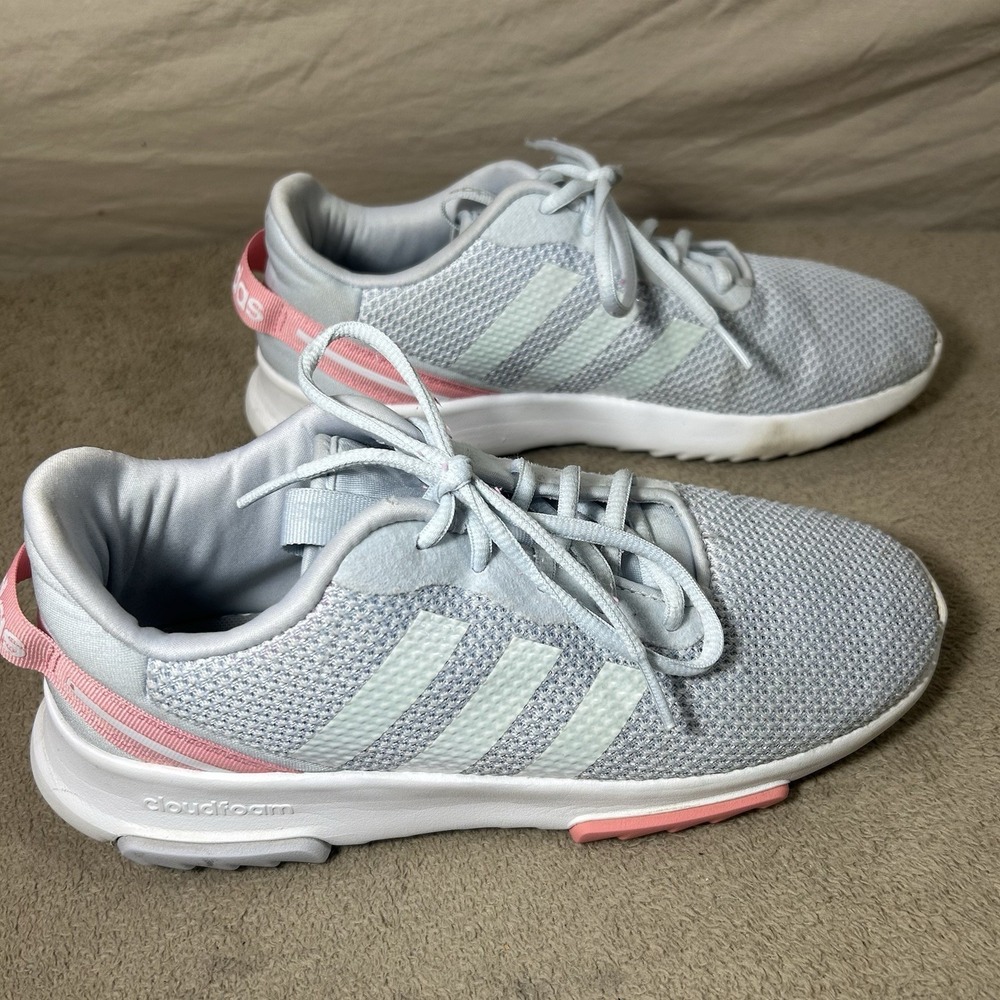adidas Racer TR21 Cloudfoam Shoes Men 7 Women 8.5 Gray Pink Sneakers
